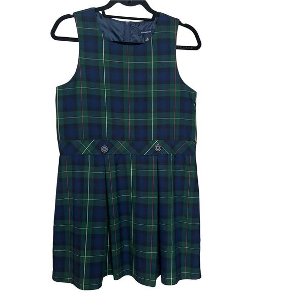 Lands End Girls Sz 14 Plaid Jumper Dress Hunter/Classic Navy School Uniform NWOT - Picture 1 of 9